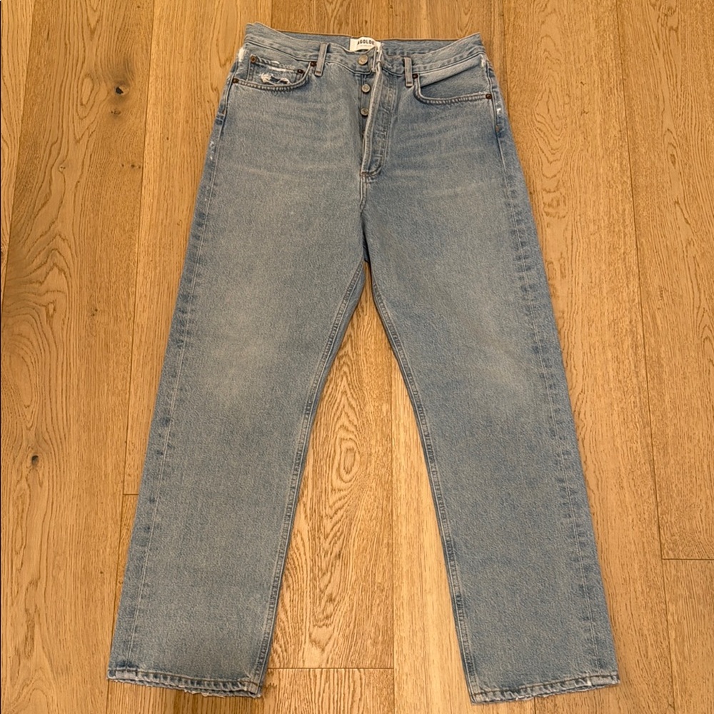 Agolde High Rise Blue Jeans Straight Leg